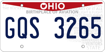 OH license plate GQS3265
