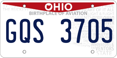 OH license plate GQS3705