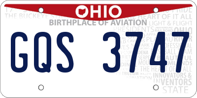OH license plate GQS3747