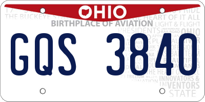 OH license plate GQS3840