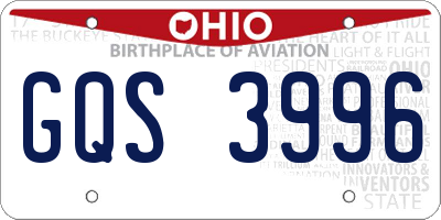 OH license plate GQS3996