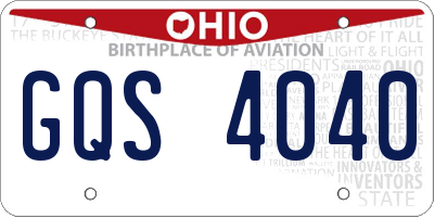 OH license plate GQS4040