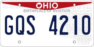 OH license plate GQS4210