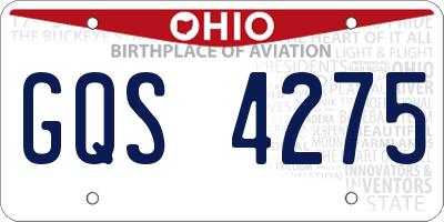 OH license plate GQS4275