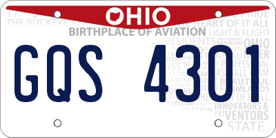 OH license plate GQS4301