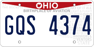 OH license plate GQS4374