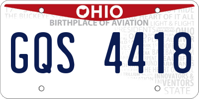 OH license plate GQS4418