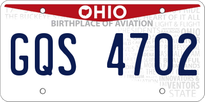 OH license plate GQS4702