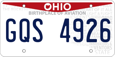 OH license plate GQS4926