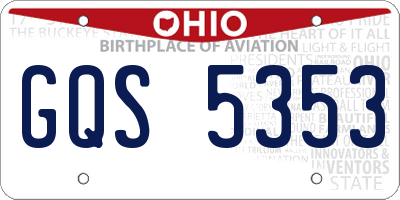 OH license plate GQS5353