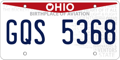 OH license plate GQS5368