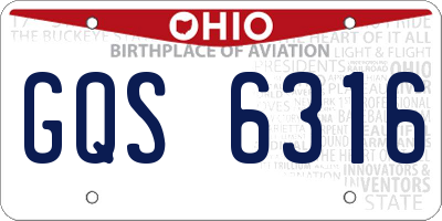 OH license plate GQS6316