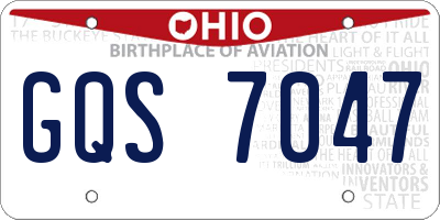 OH license plate GQS7047