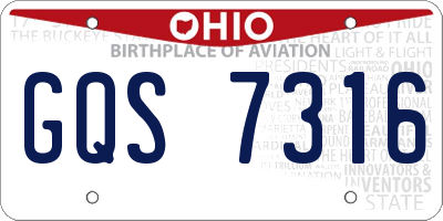 OH license plate GQS7316