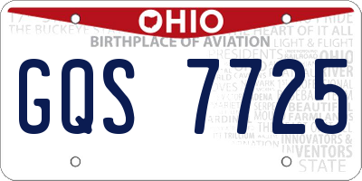 OH license plate GQS7725