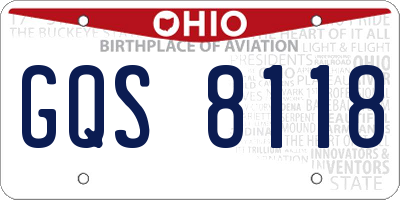 OH license plate GQS8118
