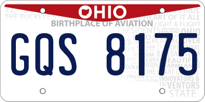 OH license plate GQS8175