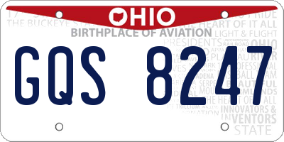 OH license plate GQS8247