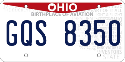 OH license plate GQS8350