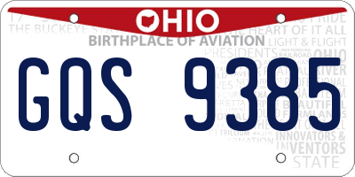 OH license plate GQS9385