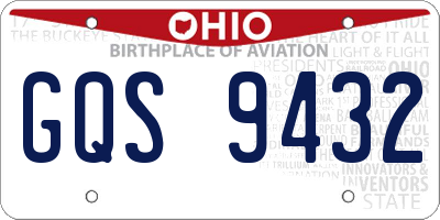 OH license plate GQS9432