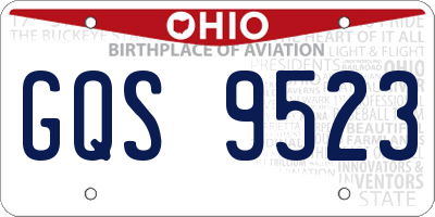 OH license plate GQS9523