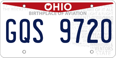 OH license plate GQS9720