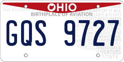 OH license plate GQS9727