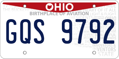 OH license plate GQS9792