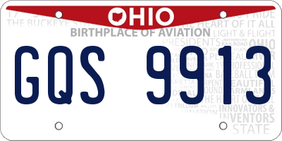 OH license plate GQS9913