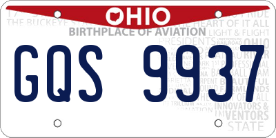 OH license plate GQS9937