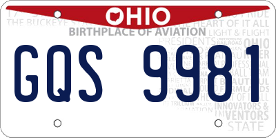 OH license plate GQS9981