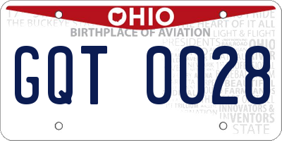 OH license plate GQT0028