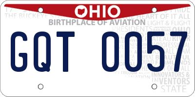 OH license plate GQT0057