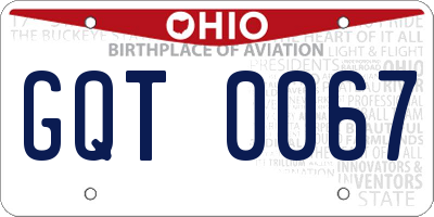 OH license plate GQT0067
