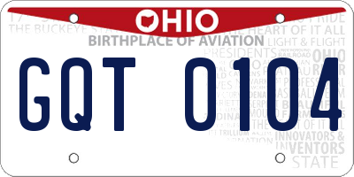 OH license plate GQT0104
