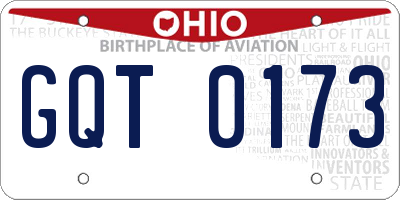 OH license plate GQT0173