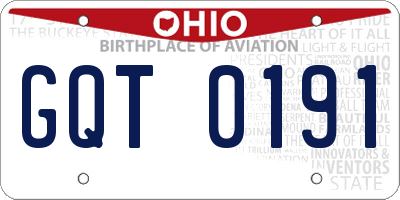 OH license plate GQT0191