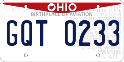 OH license plate GQT0233
