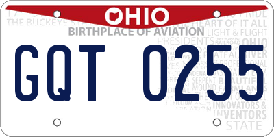 OH license plate GQT0255