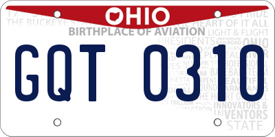 OH license plate GQT0310