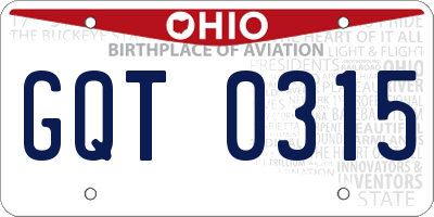 OH license plate GQT0315