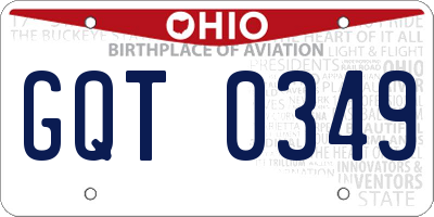 OH license plate GQT0349