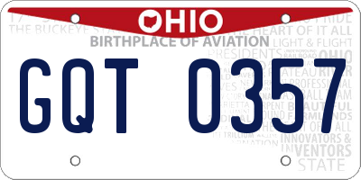 OH license plate GQT0357
