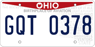 OH license plate GQT0378