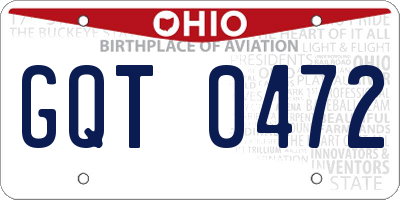 OH license plate GQT0472
