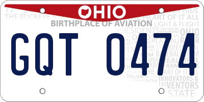 OH license plate GQT0474