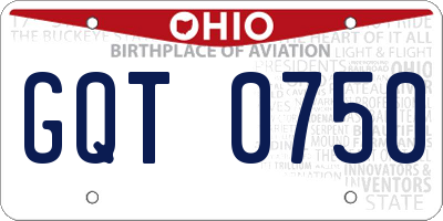 OH license plate GQT0750