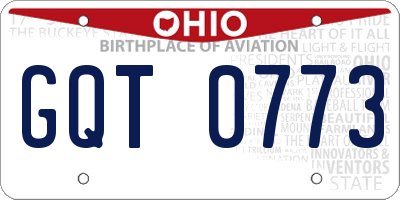 OH license plate GQT0773