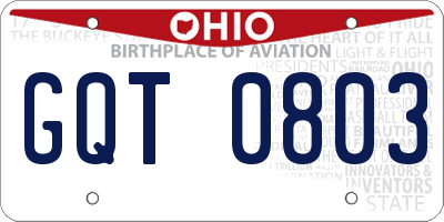 OH license plate GQT0803